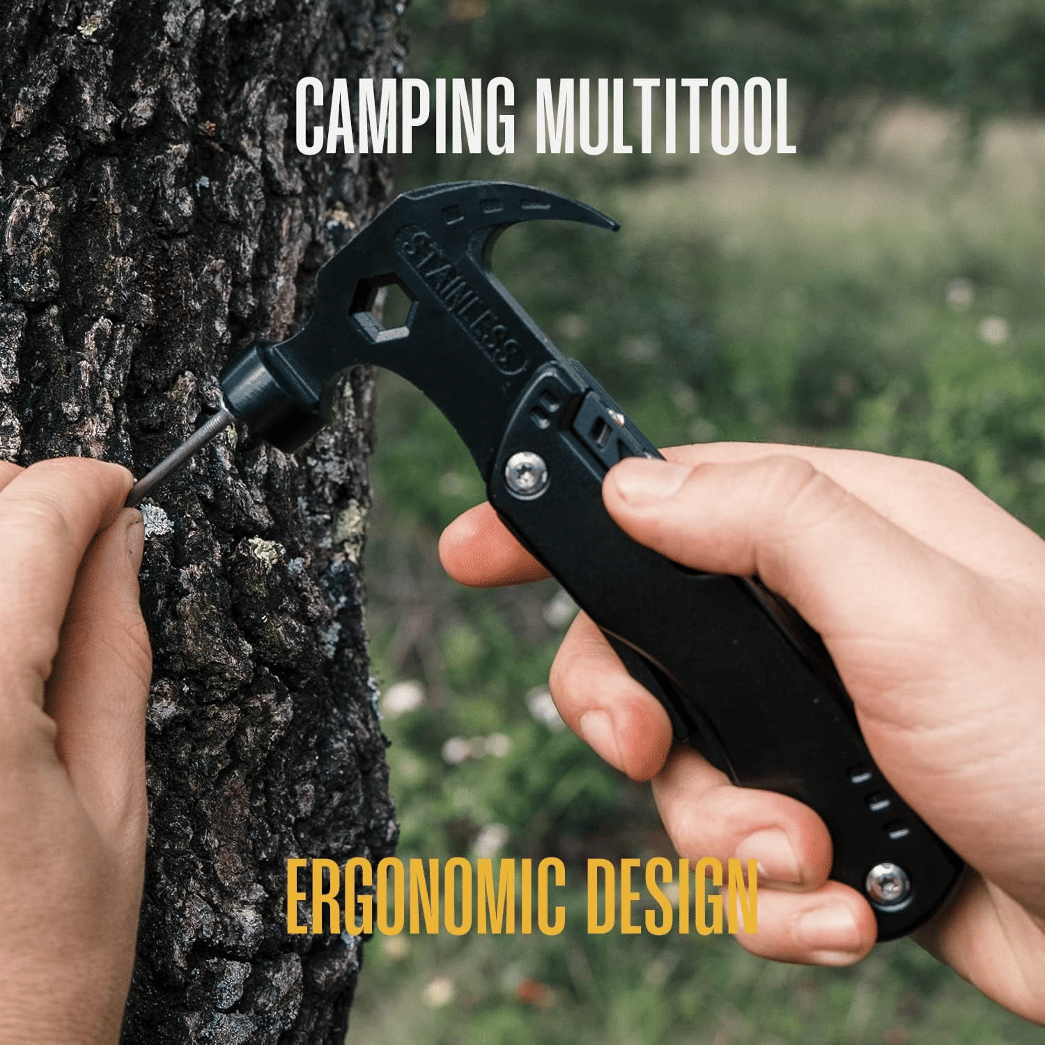 12-in-1 Multitool Camping Hammer Portable Survival Gear Tool