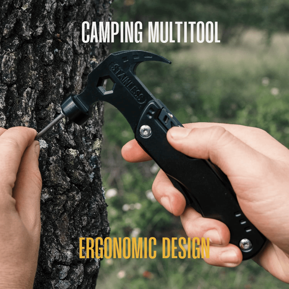 12-in-1 Multitool Camping Hammer Portable Survival Gear Tool