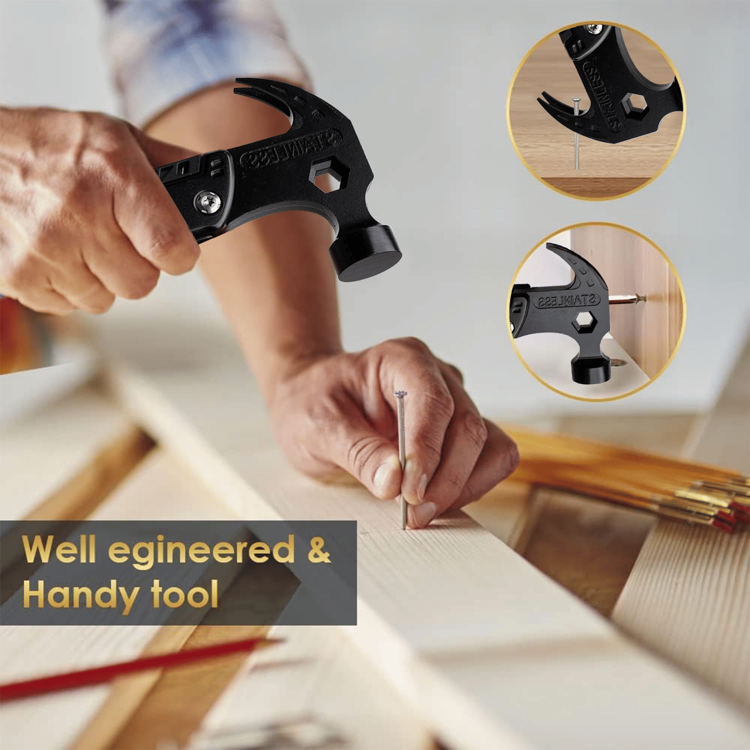 12-in-1 Multitool Camping Hammer Portable Survival Gear Tool