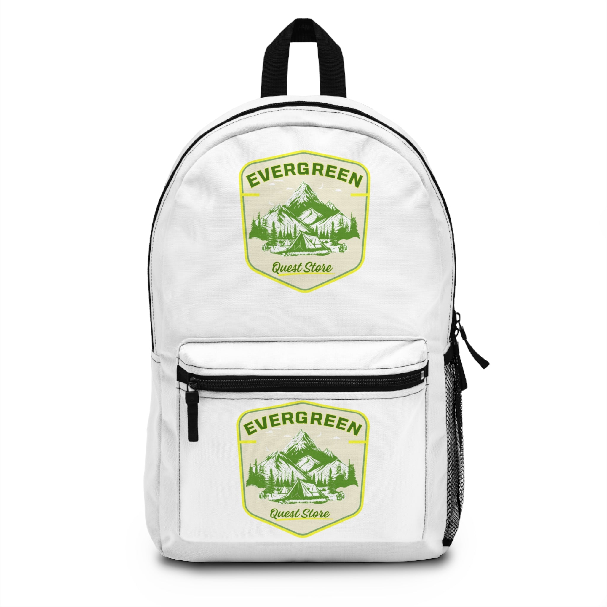 Evergreen Crest Backpack — Outdoor Adventure Daypack with Mountain Logo