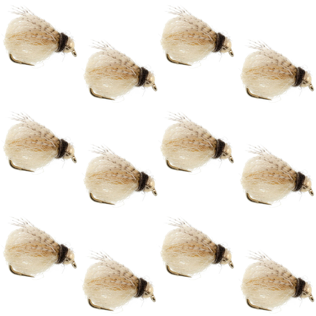 Bead Head LaFontaine Tan Deep Sparkle Caddis Pupa - 1 Dozen Flies Hook Size 14