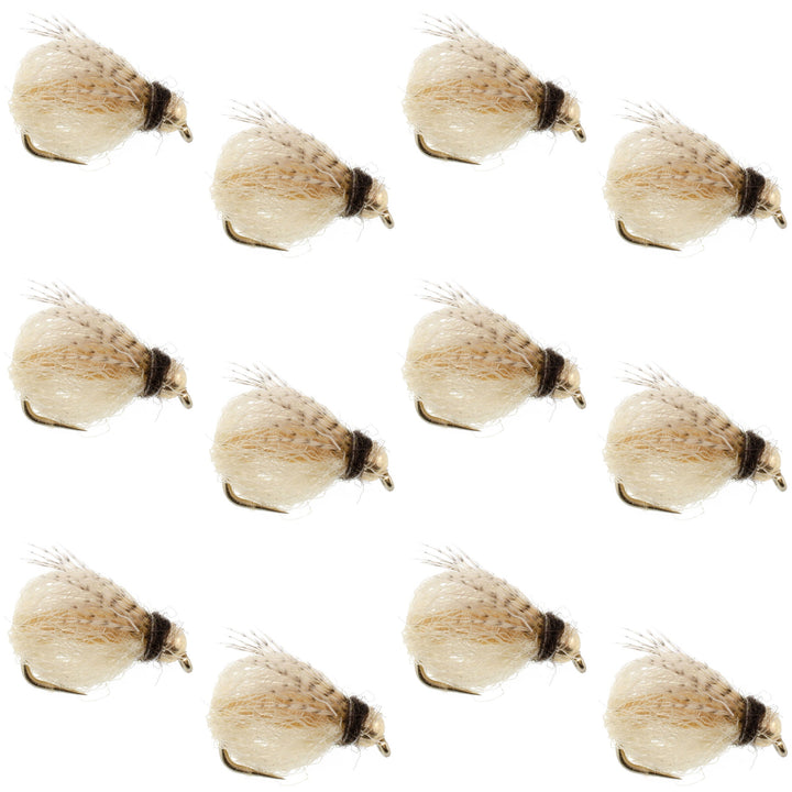 Bead Head LaFontaine Tan Deep Sparkle Caddis Pupa - 1 Dozen Flies Hook Size 14
