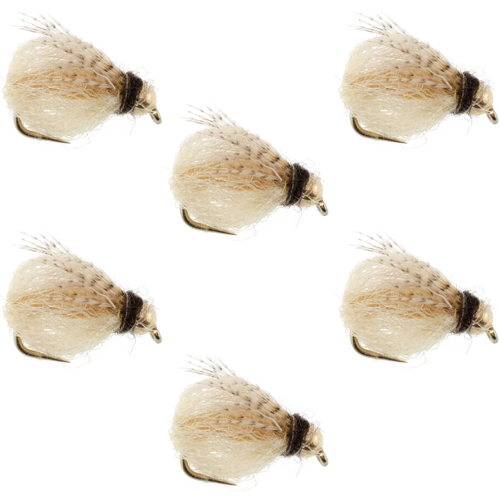 Bead Head LaFontaine Tan Deep Sparkle Caddis Pupa - 6 Flies Hook Size 12