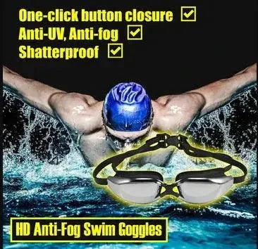 HD Swim Goggles with Comfort Fit and Adjustable Straps